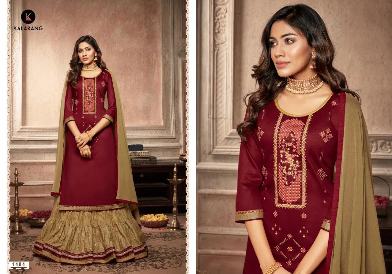 Kalarang Blue Star Vol-2 Cotton Silk With Embroidery And Sarvoski Diamond Work Chinon With Border  Pakistani Salwar Suit